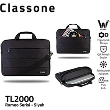 Peri Store Romeo Serisi TL2000 15.6 Inch Uyumlu Su Geçirmez Kumaş, Notebook, Laptop, El Çantası- Siyah