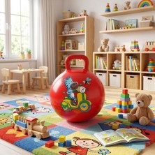 Peri Store Nk Spor Zıp Zıp Pilates Topu, 55 Cm, Tutma Saplı, Kırmızı, Silikon, Çocuk ve Yetişkin Için