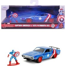Peri Store Jada, 253223024, 1971 Plymouth Gtx & Figür, Die-Cast (Metal), Serbest Tekerlekli, Açılabilen Kapılar, America Figürü, 1:32, 13.5 cm