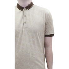Santa Fistan Store Erkek Desenli Spor Kesim Rahat Kalıp Cepsiz Polo Yaka T-Shirt