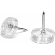 Peri Store Plastik Poligirit Çivili Tapa, Masa Sehpa Ayak Zemin Koruyucu, Siyah ve Şeffaf Beyaz, Çap 1.5 Cm, 50 Adet (Şeffaf)