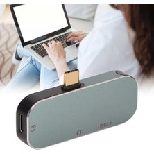 Peri Store Mini Boy USB C Hub Adaptör, 15, 16, 17 ile Uyumlu 3.5 Kulaklık Bağlantı Noktası Type-C Tipi USB 3.0 Çevirici Hub 5'i 1 Arada 10GBPS 100W Alüminyum Alaşımlı Malzeme YX04