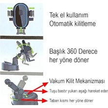 Peri Store GA72 Araç Telefon Tutucu Büyük Vakumlu Tek El Kullanım Otomatik Kilitleme