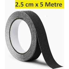 ALMITAL 2.5 Cm X 5 Metre Merdiven Zemin Kaydırmaz Bant, Yapışkanlı Kaymaz Bant Siyah