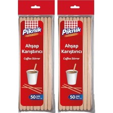Peri Store Piknik Ahşap Kariştirici 50'li 2li Paket