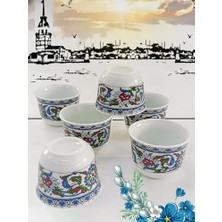 Peri Store Bitkisel Çini Renkli Model Desenli Porselen Mirra Set 6 Adet Mırra Cup Porcelain 6 Pieces