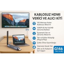 Peri Store Kablosuz HDMI Verici ve Alıcı Kiti - Uydudan Projeksiyona | 150 Metre Menzil | 1080P 60Hz Notebook'dan Tv'ye Görüntü Aktarımı | Hd-Tx-Rx | Tak-Çalıştır | Çoklu Cihaz Desteği - G146 HDMI