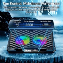 Peri Store Odin Rgb Işıklı Gaming 2200RPM Çift Fan LED Display Laptop Notebook Soğutucu Stand