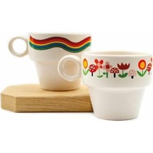 Peri Store & Gökkuşağı 2'li Espresso Bardak Seti - Hediye Seramik Fincan