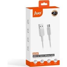 Peri Store 66W Usb-A To USB Type-C Silikon Hızlı Şarj ve Data Kablosu Beyaz 1 Metre