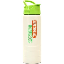 Peri Store Paslanmaz 304 Çelik Matara Pipetli Motivasyon Matarası Suluğu 304 Çelik Suluk Yeşil 750 ml 1156