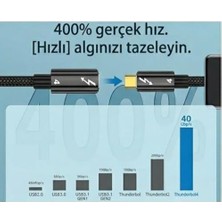 Peri Store 80CM Thunderbolt 4 Uzatma Kablosu – 40GBPS Veri Transferi, 8K@60Hz Video, 100W Pd Hızlı Şarj, Örgülü Naylon, Tip C Dişi - Erkek Uzatıcı Xcu