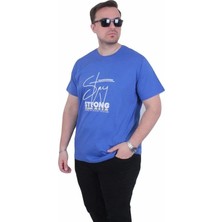 Starbattal Erkek Büyük Beden Sıfır Yaka Tişört Strong 26131 Saks