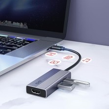 Peri Store Dm CHB059 Type-C To 4K HDMI 2*usb-A Pd 60W Sd ve Micro Sd Kart Okuyucu Çoklayıcı Hub