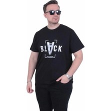 Starbattal Erkek Büyük Beden Sıfır Yaka Tişört Black 26135 Sıyah