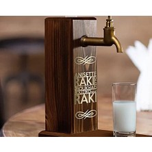 Peri Store Bk Özel Rakı Baskılı Musluklu Doğal Ahşap Içki Standı, Içki Çeşmesi, Doğum Günü Hediyesi, Ev Hediyesi, Içecek Dispenseri