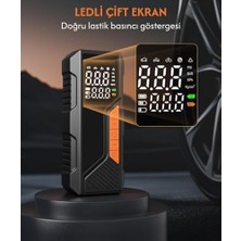 Peri Store Dijital Göstergeli LED Işıklı Taşınabilir Powerbank 4500MAH Araç Bisiklet Top Lastik Şişirme Hava Kompresörü