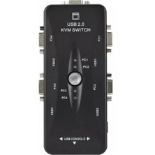 Peri Store 4 Port USB Kvm Switch, 4 Kasa 1 Monitör Switch, 4 Bilgisayarı Tek Elden Yönetin,