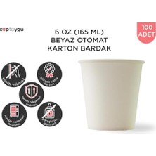 Peri Store 100 Adet Karton Bardak 6 Oz 165 Ml, Çay Için Beyaz Karton Bardaklar, Küçük Tek Kullanımlık Kahve Bardakları, Otomat Bardakları, Kağıt Bardak