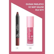 Peri Store Plumped Lips Lip Plumping Gloss No: 211 ve Lipstick Crayon No: 21 Toffee