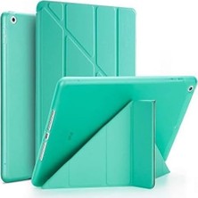 Peri Store iPad Air 3 10.5" ile Uyumlu Kılıf Trifolding Arkası Silikon Smart A2152 A2123 A2153 A2154 Turkuaz