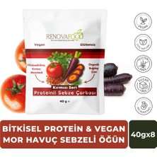 RENOVAFOOD Proteinli Mor Havuç Sebze Çorbası Glutensiz Vegan Organik Buğday Çimi 40g x 8
