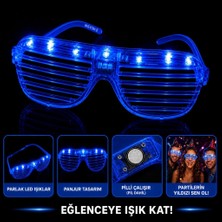 NessiWorld LED Işıklı Panjur Parti Gözlüğü Mavi Renk Gözlük
