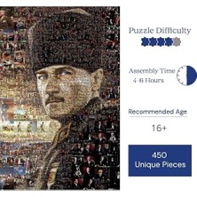 Peri Store Ahşap Puzzle Yetişkin - Ölümsüz Atatürk - 450 Parça, 29 x 39 cm - Yapıştırıcı Folyo Dahil - Benzersiz Şekilli Parçalar & Özel Figürler - R1-30