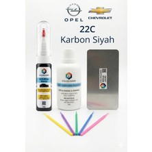 COLORGUARD Opel Chevrolet 22C Karbon Siyah İğneli ve Fırçalı 2 si 1 Arada Rötuş Boyası Yüzey Temizleme Solüsyonu Profesyonel ve Çapaksız Rötuş Çeliği 5'li Uygulama Çubuğu Seti
