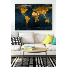 Peri Store (PSTER16942) Masmavi Dünya Haritası Kanvas Tablo 21 x 30