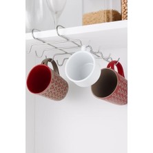 Peri Store Banyo Krom Metal 10 Kancalı Fincan Kupa Bardak Askısı Dolap Içi Kancalı Fincan Askılığı