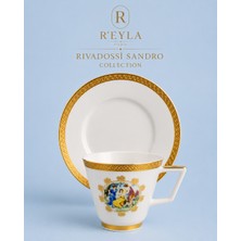 R'eyla R’eyla Rivadossi Sandro Rome 24K Gold Detaylı Türk Kahvesi Fincan Takımı 2 Kişilik Premium Porselen - Özel Deri Kutu Hediyeli