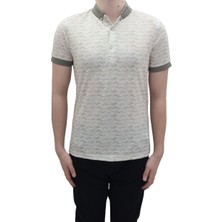 Santa Fistan Store Erkek Desenli Spor Kesim Dar Kalıp Cepsiz Polo Yaka T-Shirt