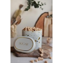 Peri Store Cream Desenli Oval Metal Saklama Kabı 11X15 cm (Cream)