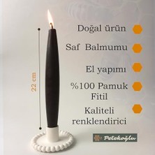 Peri Store Mum (2 Adet) Şamdan Mumu Mermi Formunda Masa Mumu 22 cm Bees Wax (Siyah)