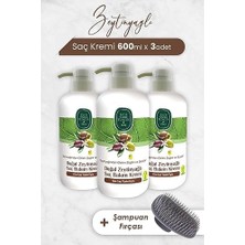Peri Store Zeytinyağlı Saç Kremi 600 ml x 3 Adet ve Şampuan Fırçası