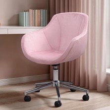 Peri Store Focus Bilgisayar ve Çalışma Koltuğu (Krom Ayak, Pembe)