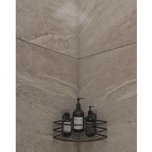 Peri Store Banyo Ömür Boyu Paslanmaz Yapışkanlı Banyo Rafı Düzenleyıcı Mat Siyah Köşelik Şampuanlık EK01.S