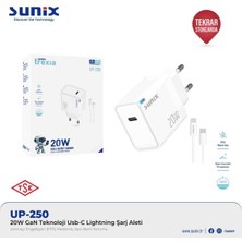 E-Kervan Sunix 20W Akıllı Şarj Ve Gan Teknolojisi İphone Lighting İphone 8/9/10/11/12/13/14 Serisi İçin Özel Orjinal Ce Lisanslı Şarj Cihazı Yeni Nesil Son Teknoloji Şarj Cihazı