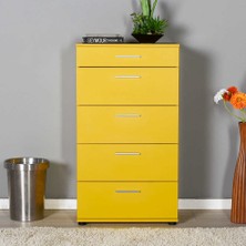 Adore Mobilya Trendline Sarı 5 Çekmeceli Şifonyer Modern Tasarım Yüksek Kalite Melamin 60 x 108 x 44 cm