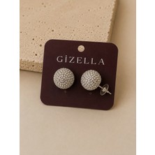 Gizella Taşlı Yuvarlak Silver Küpe