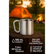 Assess Store 2 Li Karamina 180 Ml. Çift Kat Çelik Kamp Bardağı Fincanı CIN230