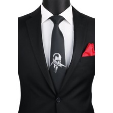La Pescara Siyah Atatürk Kravatı %100 İthal Mikrofiber Kumaşla Klasik Stil 155 cm Tr56
