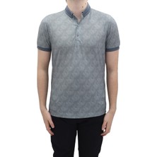 Santa Fistan Store Erkek Desenli Spor Kesim Dar Kalıp Cepsiz Polo Yaka T-Shirt