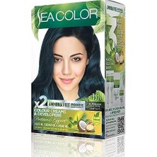 Peri Store Sea Color Amonyaksız, Vegan, Doğal, Besleyici Kalıcı Saç BOYASI%100 Beyaz Kapama (1 Paket 2 x 50 ml Boya & Oksidan) (Mavi Siyah 1.1)