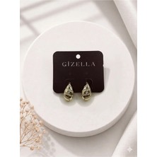 Gizella Xuping Damla Model Taşlı Çelik Küpe Gold Renk