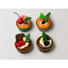 Haki Store Cupcake Magnet Seti  Gerçek Görünümlü Yumuşak 4'lü Dekoratif Buzdolabı Magneti 7X7CM