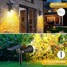 Peri Store AMBER18 LED Spot Güneş Enerjili Bahçe Aydınlatma Lambası, Fotoselli, Spike Aplik, 18W Su Geçirmez Dış Mekan Solar Lamba, Ağaç,, Garaj, Havuz, Duvar ve Zemin Montajına Uygundur 42 cm