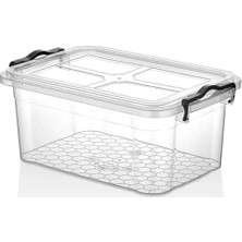Peri Store 10 Lt Kilitli Kapaklı Erzak Saklama Kabı, Şeffaf Bakliyat Kiler Kutusu, 35X24X14 cm Bpa