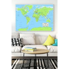 Peri Store (PSTER15896) Dünya Haritası Eğitim Kanvas Tablo 3 50 x 70
